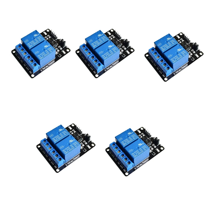 

5Pcs 5V 2 Channel Relay Module Low Level Triggered 2-Way 2CH Relay Module With Optocoupler Expansion For ARM PIC AVR DSP