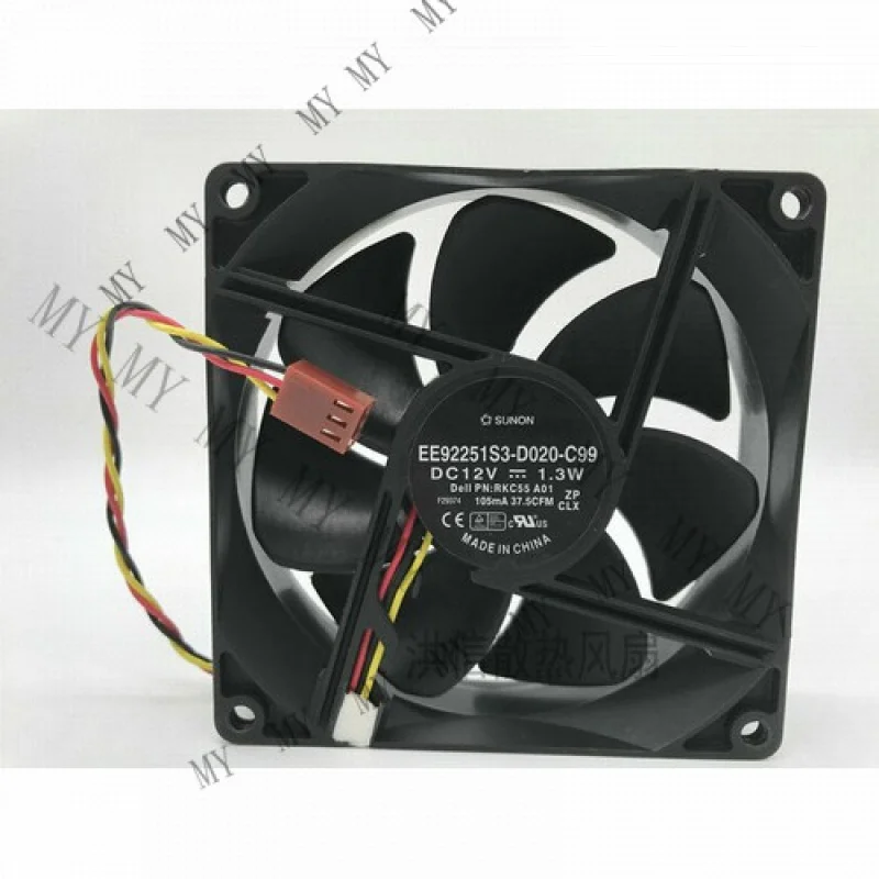 

Вентилятор охлаждения SUNON EE92251S3-D020-C99, 12В, 1.3Вт, 9225, 9 см, 3-контактный, 1 шт.