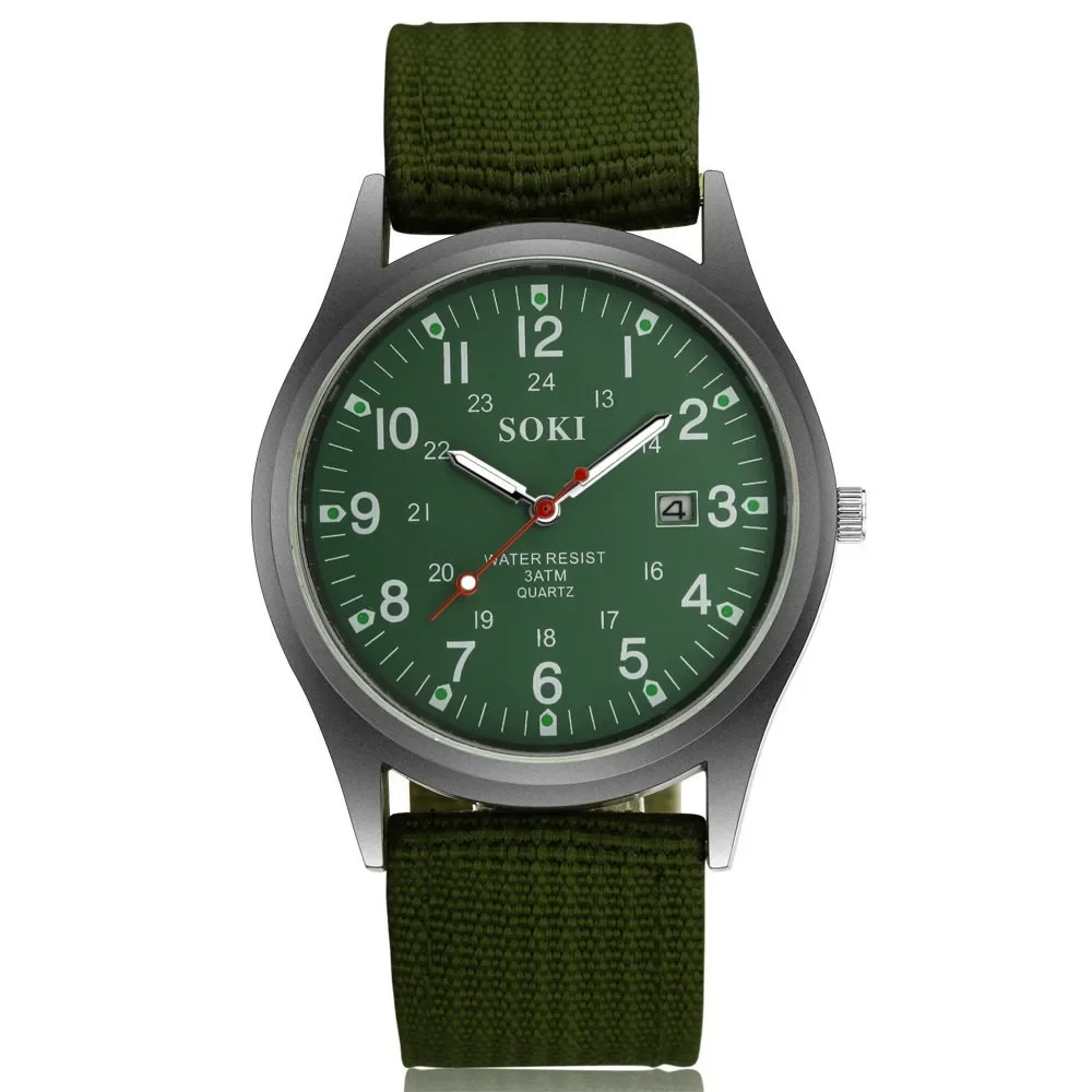 SOKI Relógio Quartz Militar Masculino, Relógio de Lona, Casual Fashion Gift, Calendário, Estudantes, Desejo, Estudante, Vestuário