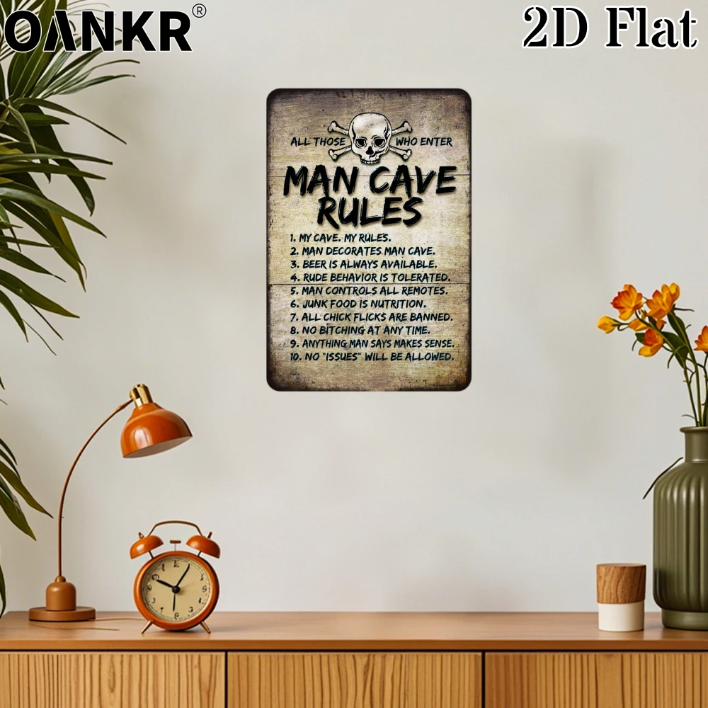 Home Bathroom Rules - Vintage Art Wall Poster Metal Tin