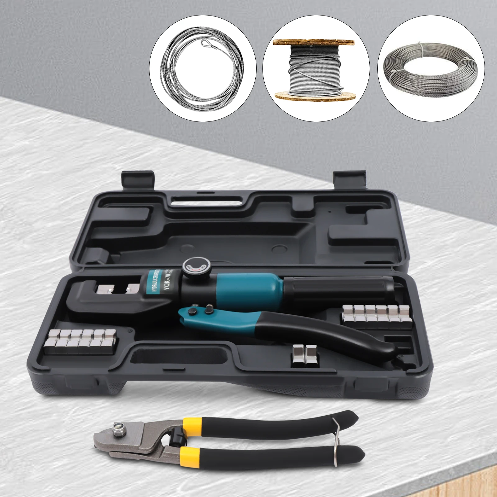 8 Ton Custom Hydraulic Hand Crimper Tool For Stainless Steel Cable Railing Fittings For 1/8" To 3/16" Cable -Wire Swaging Tool