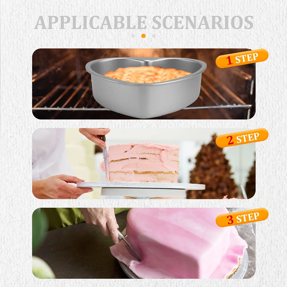 

2Pcs Heart Cake Pan Aluminum Alloy Metal Baking Mold Detachable Bottom Nonstick Oven Safe for Home Kitchen Bakery