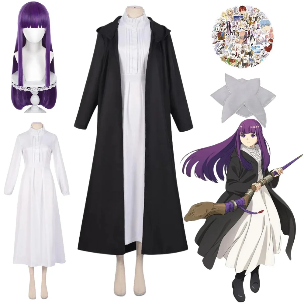 Fern cosplay kostüme für frau sousou no frieren cosplay kleid mantel perücke aufkleber anzug anime