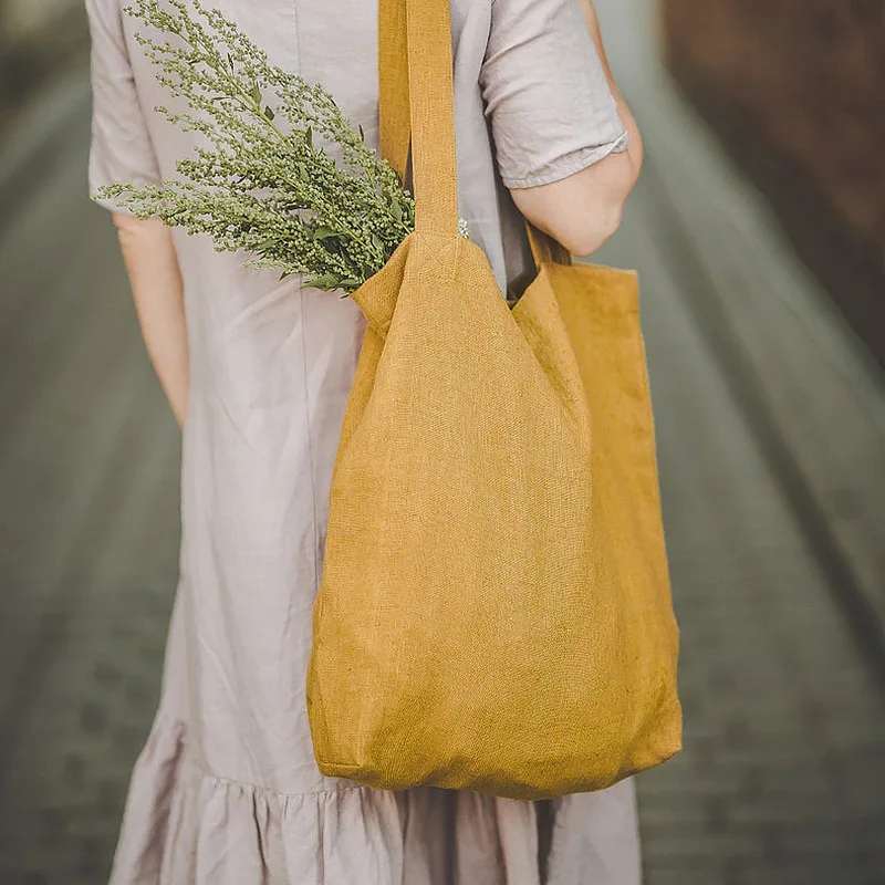 Cotton Linen Shopping Bags Tote Bags For Women 2022 Large Ladies Eco Reusable Handbag Casual Shoulder Bags