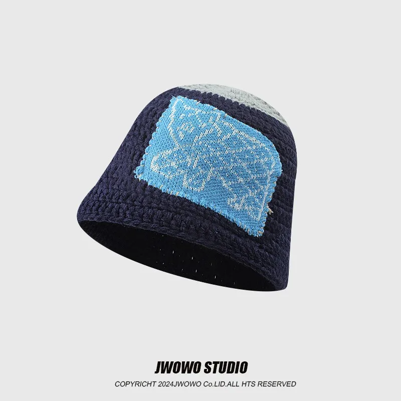 Handmade Crocheted Wool Basin Hat for Neutral Warm Ear-protecting Knitted Cute Winter Retro Thickened Versatile Fisherman Hat