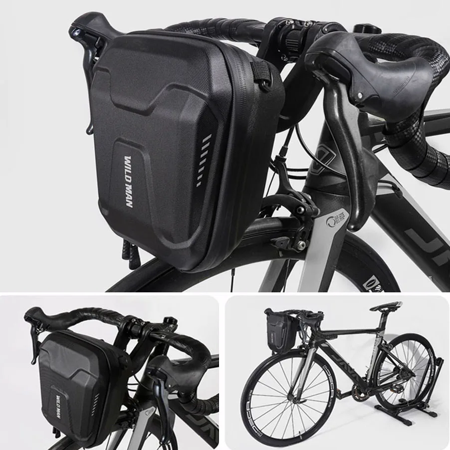 WILD MAN Waterproof Multifunctional Bicycle Handlebar Bag Front Bike Bag EVA Hard Shell Cycling Head Bag Bicycle Assessoires