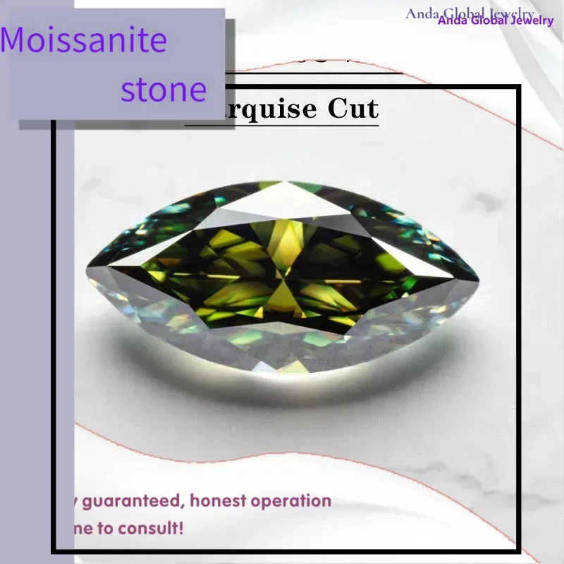 

M-TOP Moissanite Stone Marquise Cut Natural Yellow Green Color VVS1 with GRA Certificate Gemstone Charms for jewel making