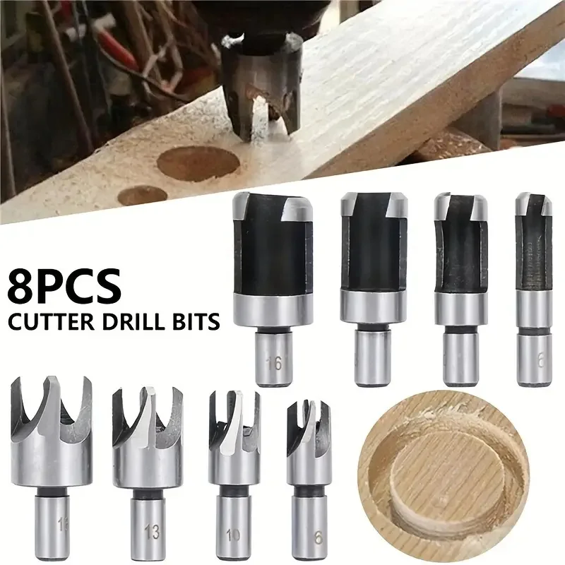 8pcs Tenon Drill Bit High Carbon Steel Wood Plug Cutter Drill Bits Set Portable Cone And Claw Drills Woodworking Accessories