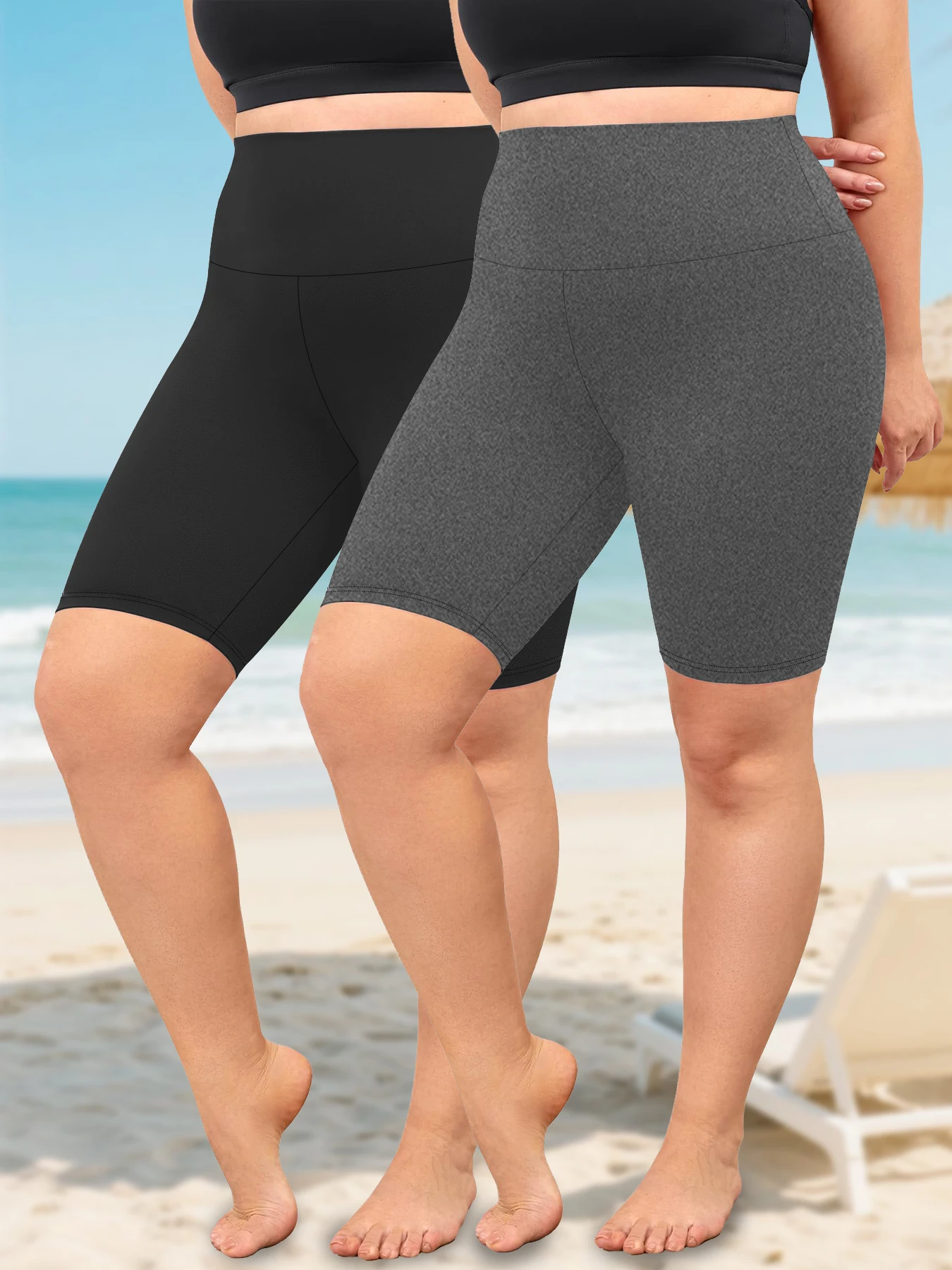 

2 шт. шорт для фитнеса больших размеров для женщин, с высокой талией, очень мягкие, для тренировок, йоги, бега