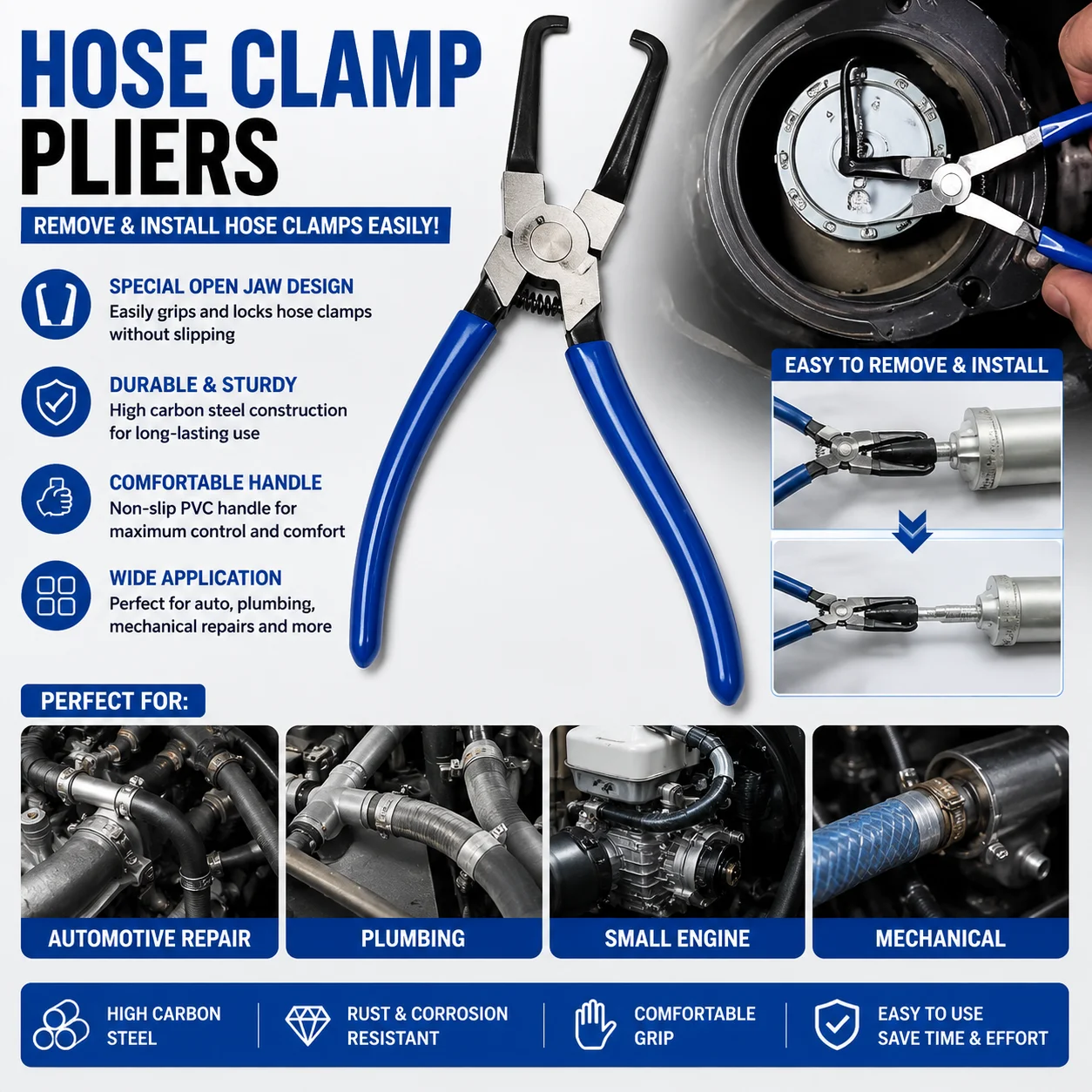 Adjustable Water Pump Pliers Quick Grip Pipe Joint Pliers for Plumbing Auto Repair Hand Tool