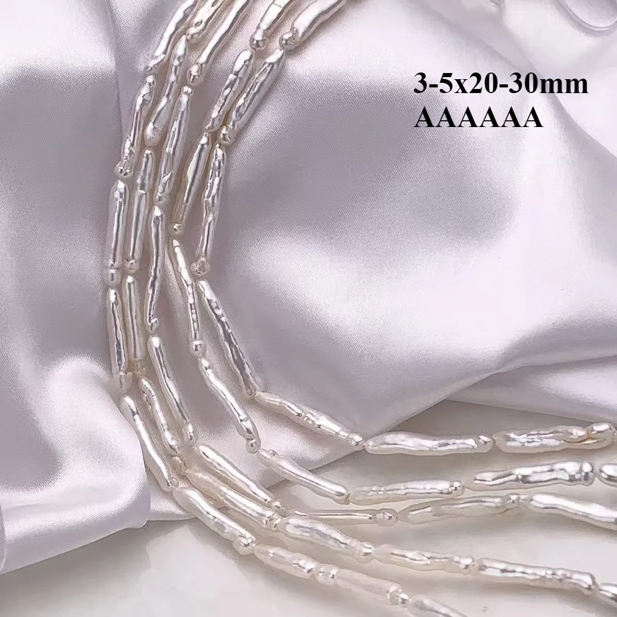 

3-5x20-30mm AAAAAA Creamy Natural Freshwater White Pearl Baroque Long Strip Bead Jewelry Make DIY Necklace Bracelet Accessories