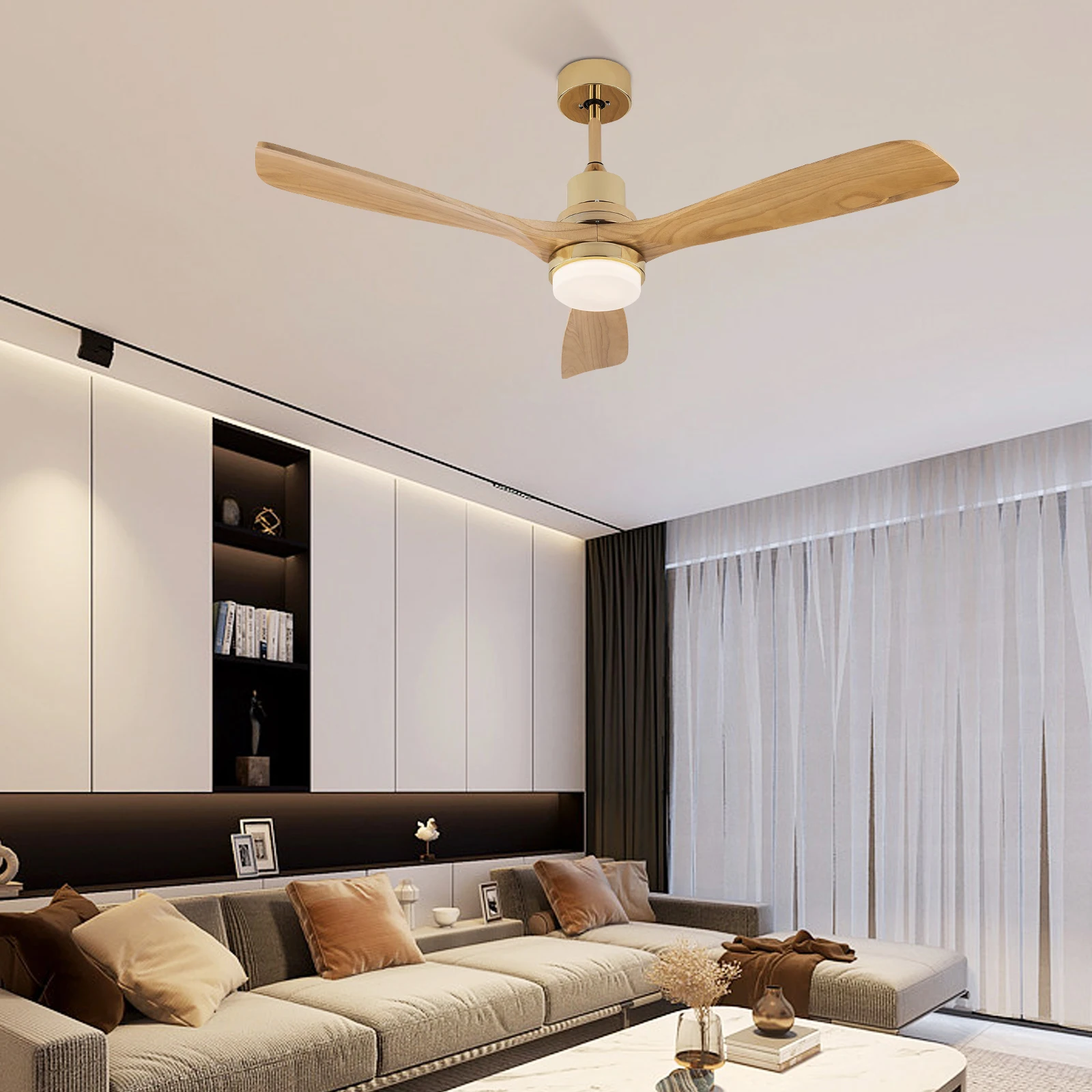 

48 Inch Ceiling Fan Pendant Lamp BT253 Gold LED Lamp Fan Lighting with Remote Control 3 Colors 3000K-6000K