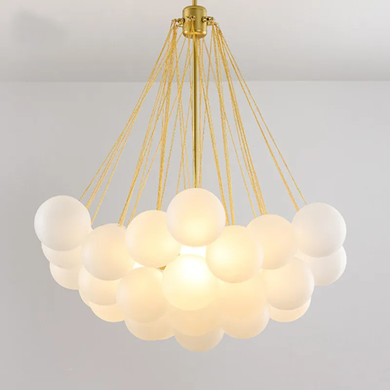 Modern Foam Led Chandelier Glass Ball Lampshade for Living Dining Room Bedroom Pendant Lamp Home Decor Lighting Luster Luminaire