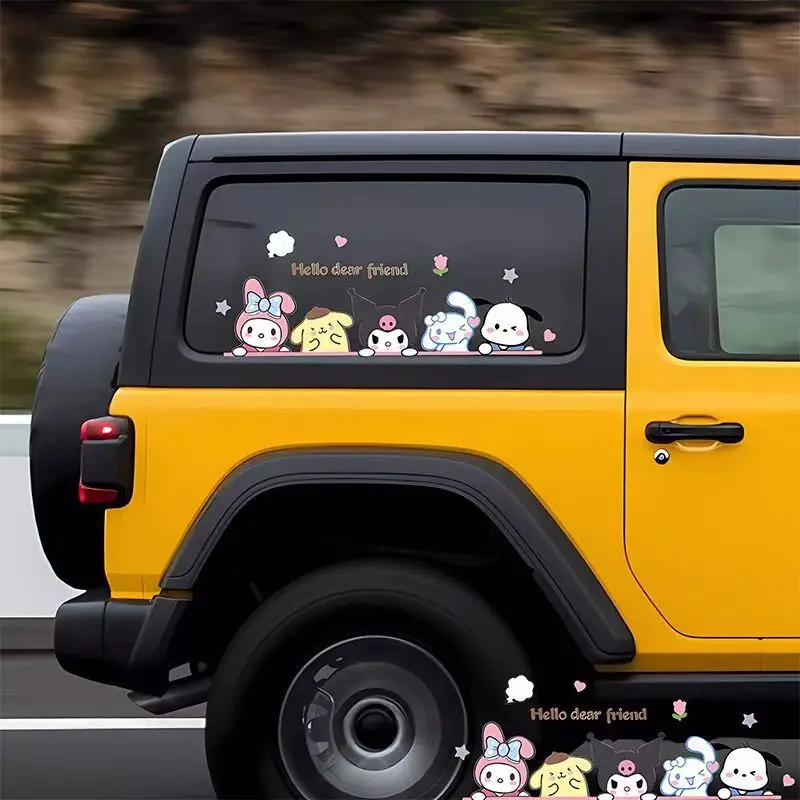 Sanrio Waterproof Removable Stickers: Suitable for bathroom mirror cabinets, car doors, and windows; designed to cover scratches