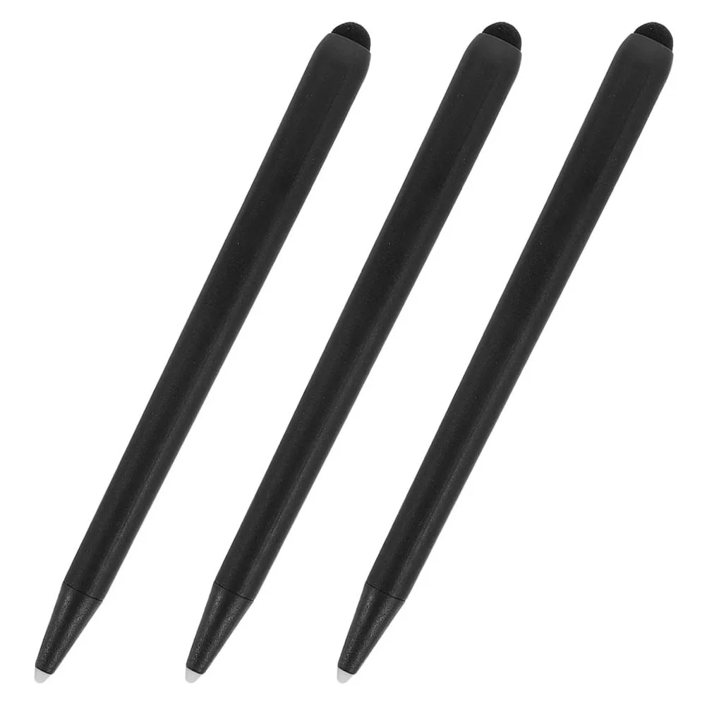 Caneta stylus universal de cabeça dupla, 3 peças, pontas de borracha de alta precisão, projetada para desenhar, escrever, jogos, ensino em telas sensíveis ao toque