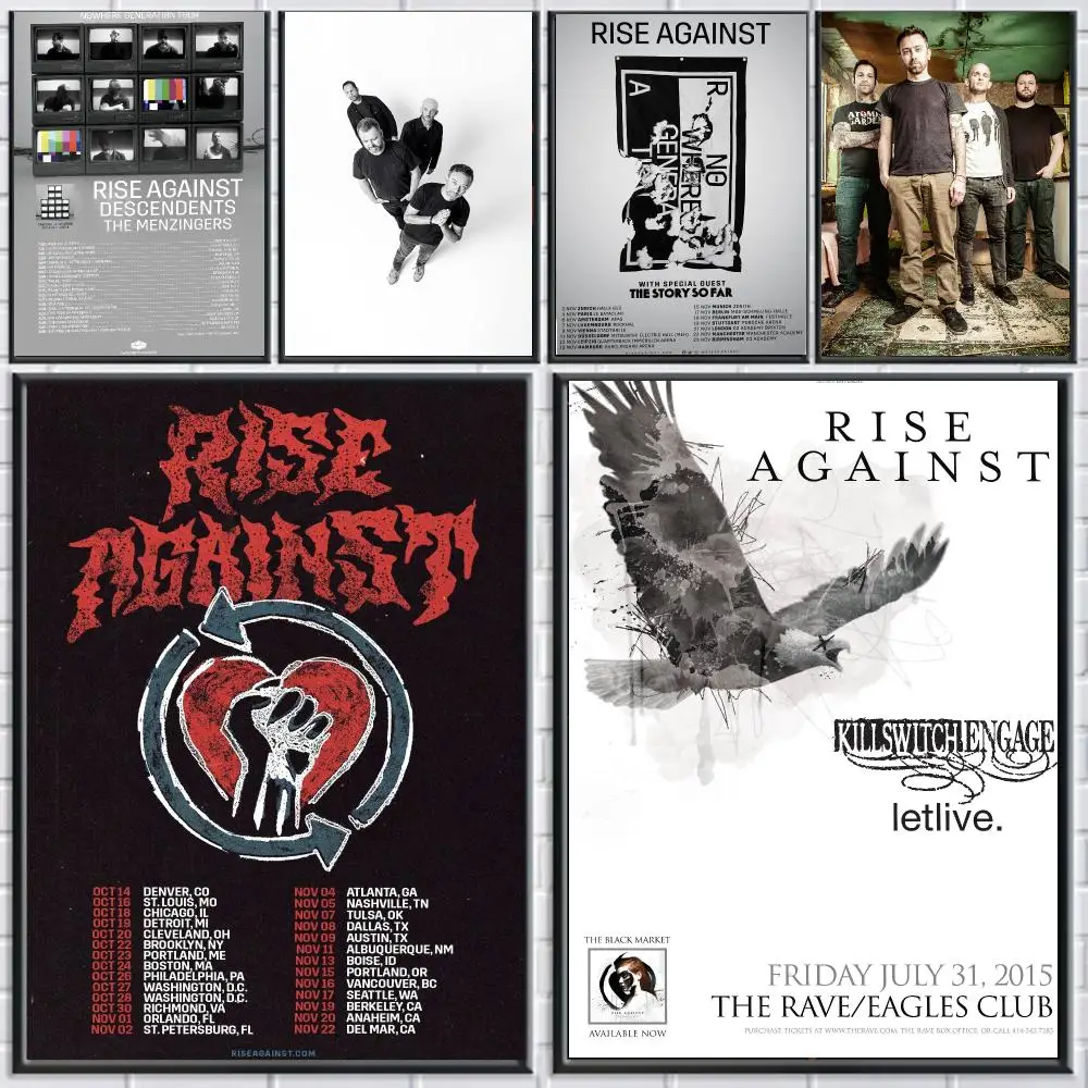 band R-Rise Against-T Poster Peel and Stick Wall Art for Cafe Office Bar and Home Decoration