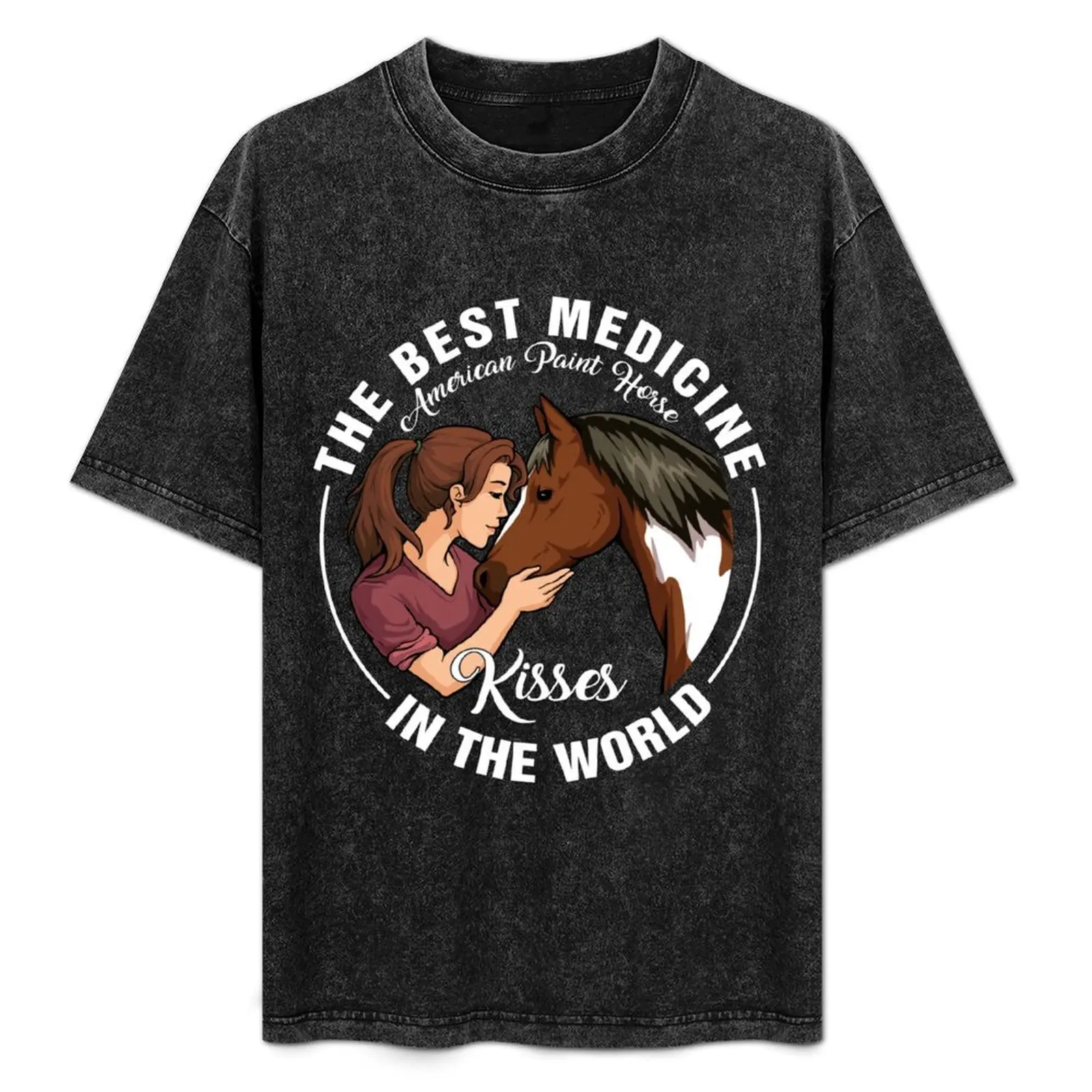 

American paint horse kisses Best medicine in the world T-Shirt Modern Print Casual T-Shirt