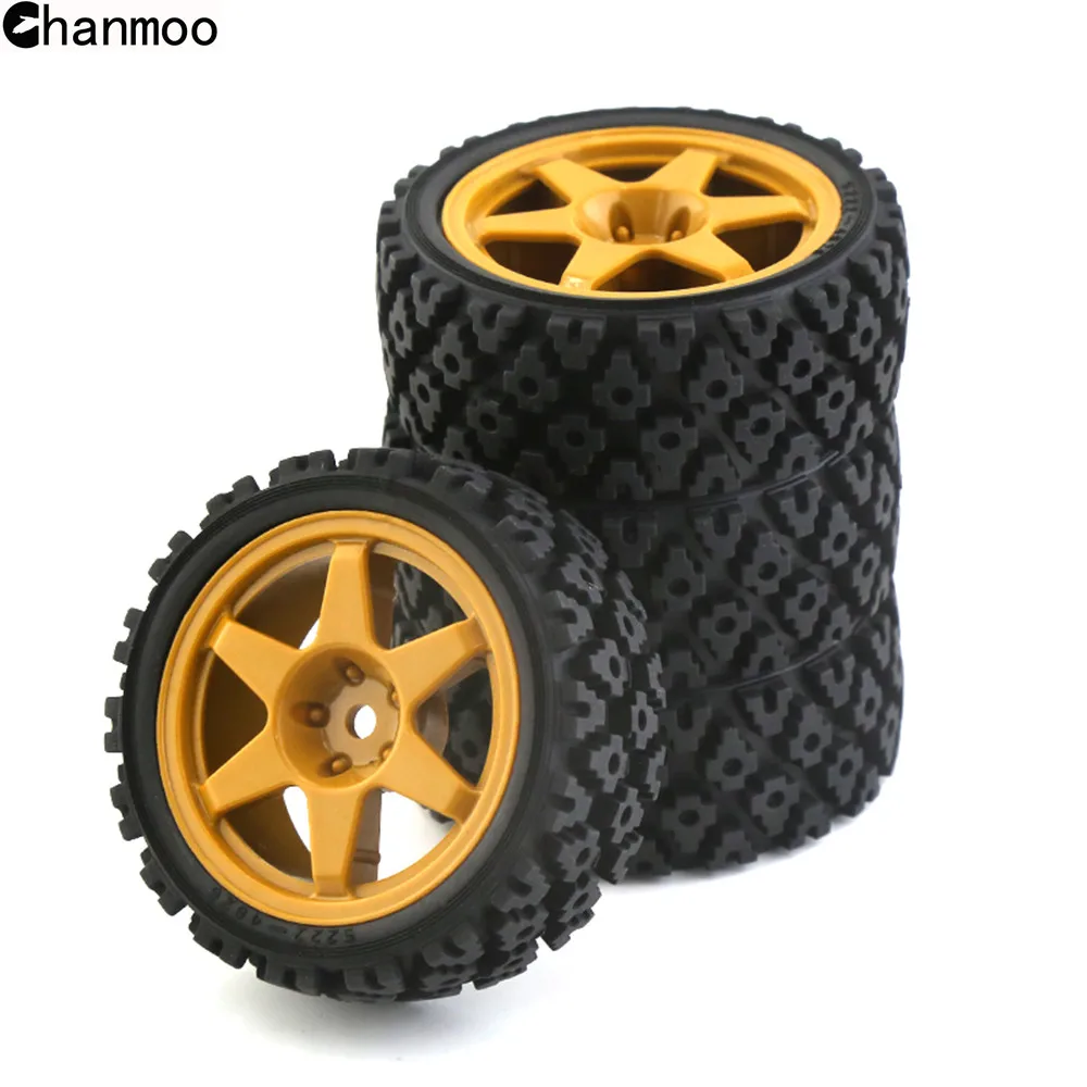 1/10 RC Racing Car Wheels Rally Tyre On Road Tires 12mm Hex for 1:10 RC Car Tamiya XV01 XV02 TA06 TT01 TT02 PTG2 144001 A959 HPI
