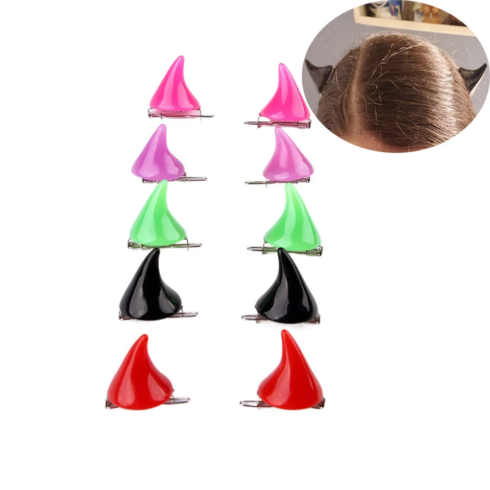 

1 Pair Small Demon OX Horn Hairpins Gothic Party Cosplay Costume Hairpins Costume Horn Halloween Cute Hair Accessories Clip