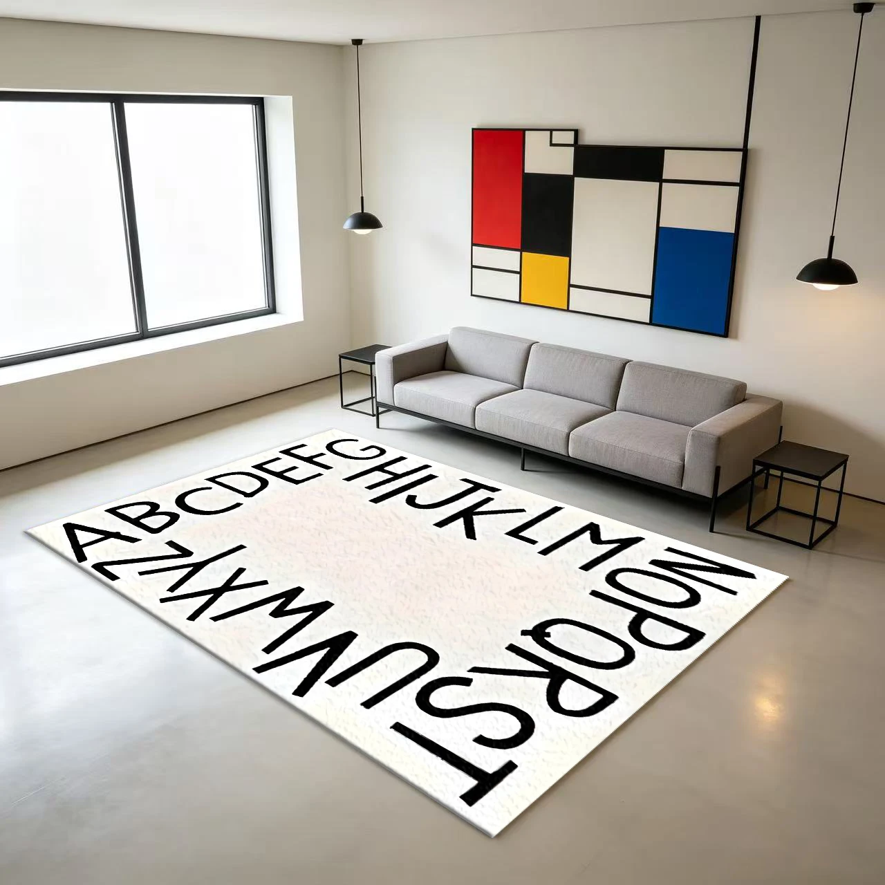 Hand-Painted Alphabet Carpet Abc Educational Learning Floor Rug for Kids Bedroom Playroom