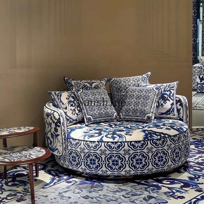 

High-end fabric sofa design villa mansion artistic sense home backrest leisure chair