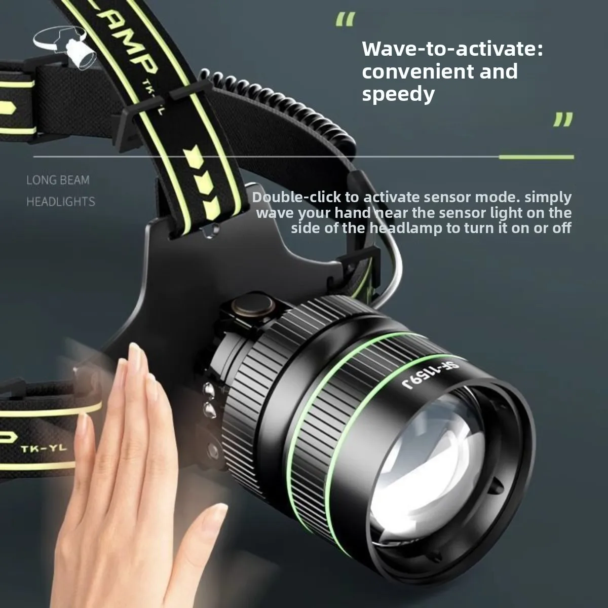 For SkyFire Headlamp, Super Bright Rechargeable LED Head Light with Motion Sensor for Night Fishing Outdoor Mining