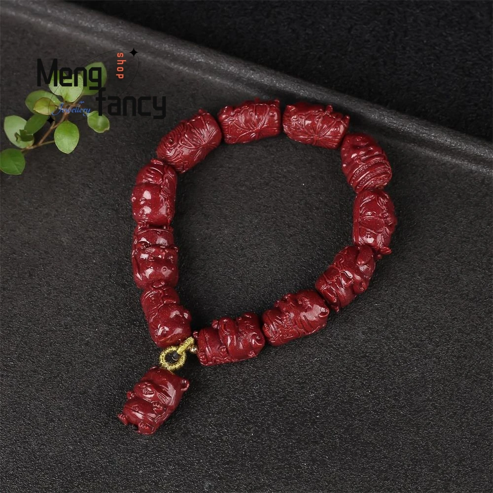 

Natural High Content Raw Ore Purple Gold Sand Cinnabar Zodiac Exquisite Elegant Simple High-grade Bracelet Fashion Fine Jewelry