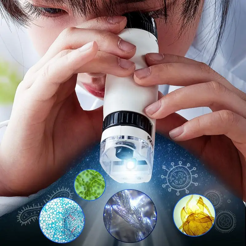 Scope For Kids 60X-120X Pocket Scope con LED Light STEM Educational Science Toys Mini Handheld 7-14 anni