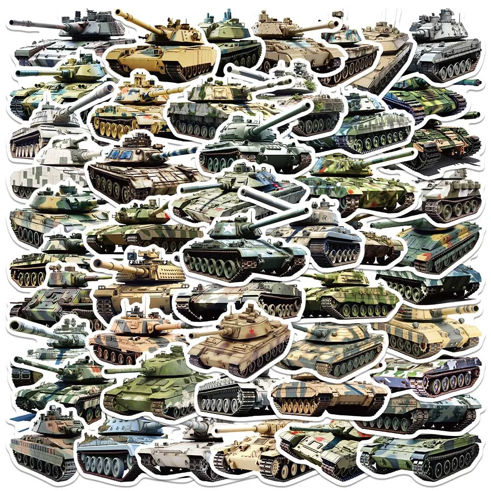 

50pcs Cool Cartoon Army Tanks Stickers Waterproof Graffiti For Laptop Water Bottle Luggage Notebook Phone Vinyl Decals