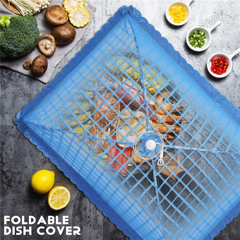 

BAAJ-Set Of 1 Square Mesh Screen Umbrella Food Cover Net Tents Reusable And Folding 72X51cm For Picnic/BBQ - Keep Out Flies, Bug