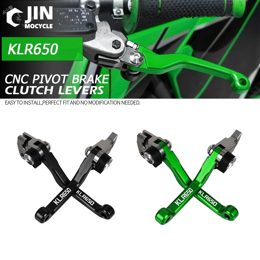 For KAWASAKI KLR 650 2008 2009 10-2018 KLR650 Motorcycle CNC Dirt Bike Pivot Foldable Brake Clutch Levers Handlebars Handle Grip