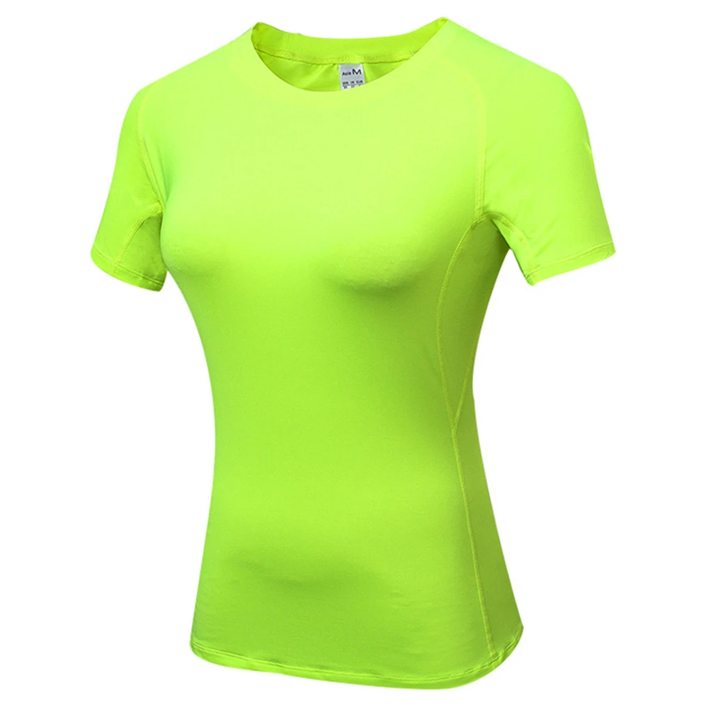 

Female Short Sleeve Tops Quick Dry Shirts Moisture Absorption Yoga Tee Muscle Sweatshirt Fitness Clothing Compression Uniform