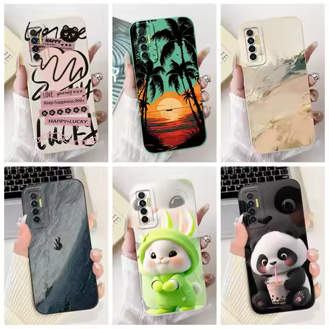 For Tecno Camon 17 17P Case CG6 CG7 CG8 Silicone Cover Popular Flower Sunset Shockproof Bumper For Tecno Camon17 Pro Phone Cases