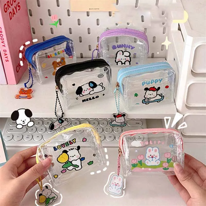 Small Transparent Coin Purse PVC Clear Mini Kawaii Purses Women Kids Girls Key Lipstick Earphone Coin Storage Bags Wallet Pouch