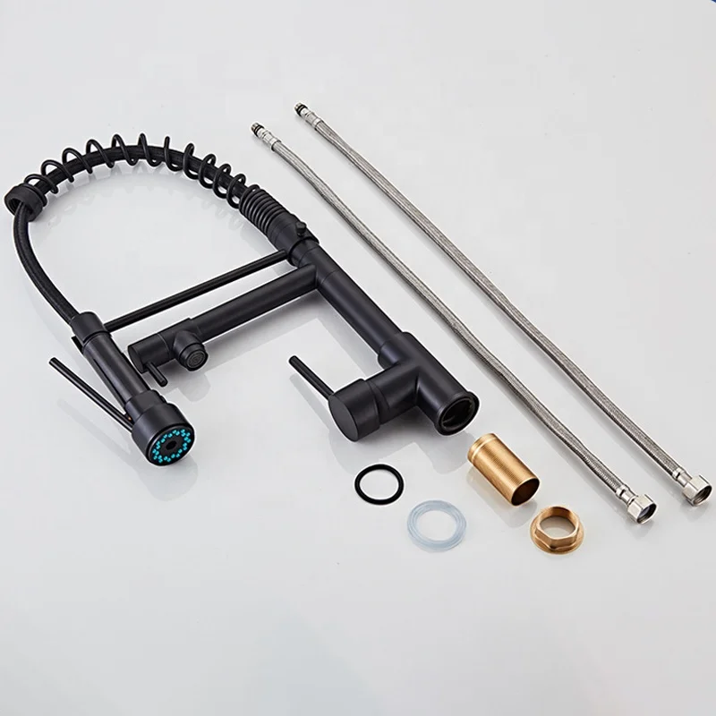 Universal Rotatable Tap Extender Swivel Extension Spring Pull Out Pull Down Sprayer Kitchen Faucet for Sink