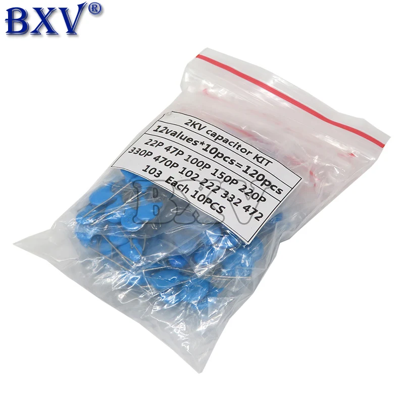 Diy Kit 120PCS=12Value*10PCS 2KV Ceramic Capacitor KIT 2KV 22P 47P 100P 150P 220P 330P 470P 102 222 332 472 103 EACH 10PCS