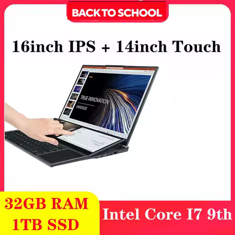 Dual-screen Laptop 14 inch Touch LCD 16GB/8GB RAM 1TB/512GB SSD I7 9th Generation 6 Cores Gaming Laptops Notebook