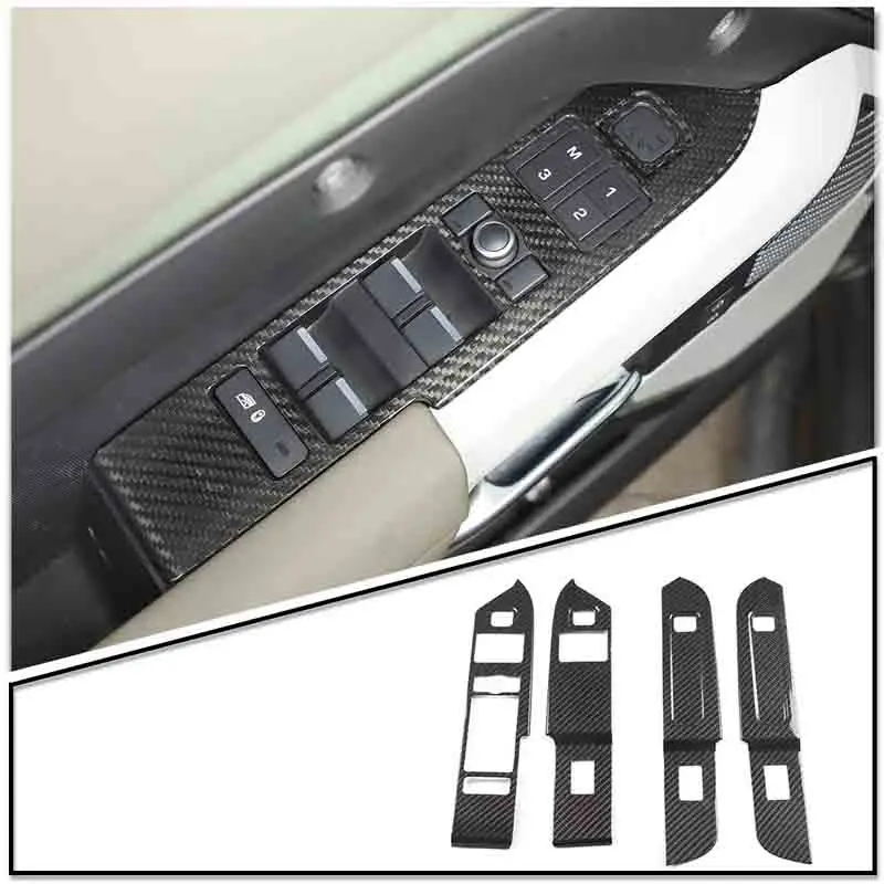 

Для Land Rover Defender 90 110 2020-23, автомобильная стеклянная подъемная декоративная рамка, подъемная рамка из настоящего углеродного волокна, защитные аксессуары