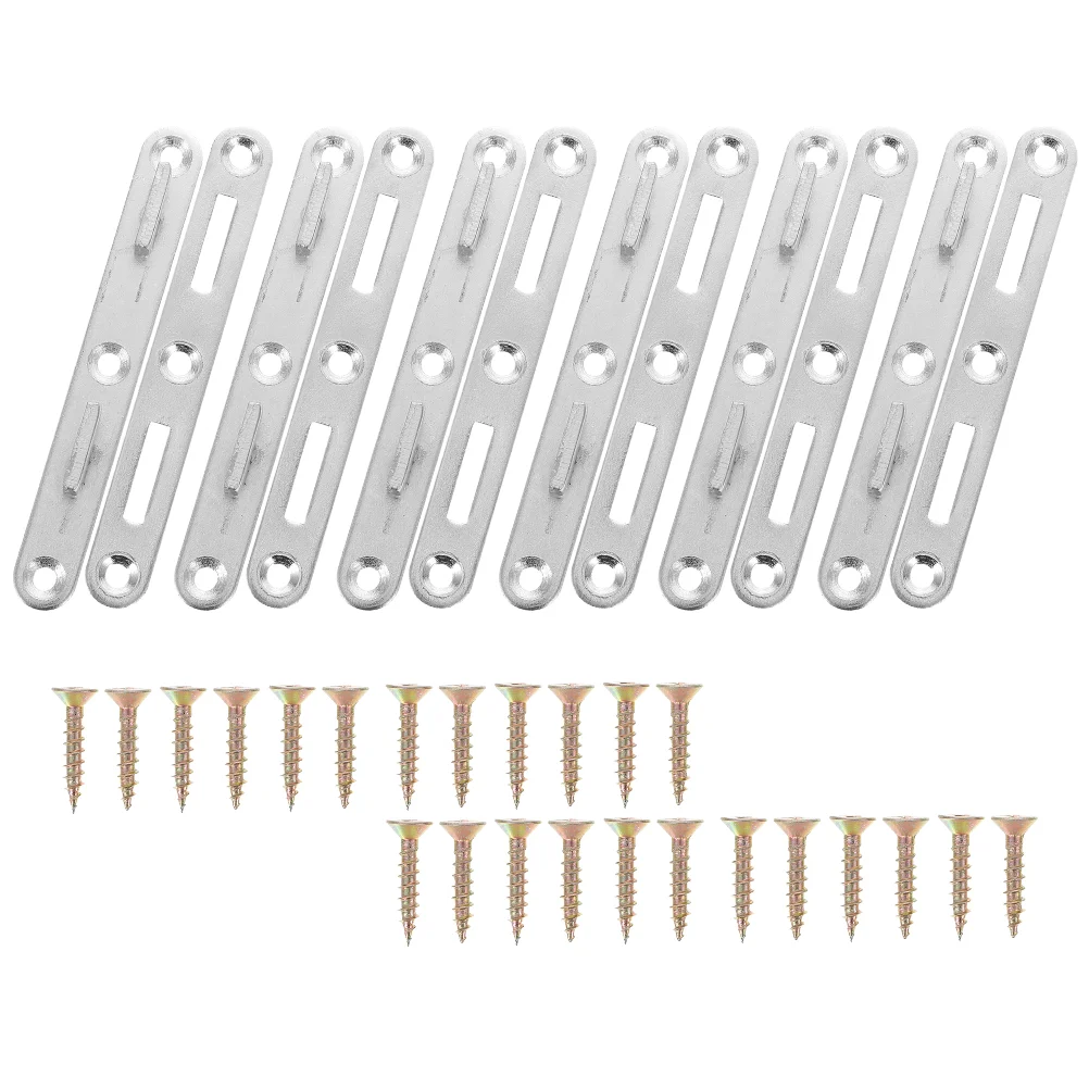 

6 Sets Bed Hinge Accessories Buckle Metal Bedframe Double Rail Hook Bracket Plate Iron Fasteners Hardwares