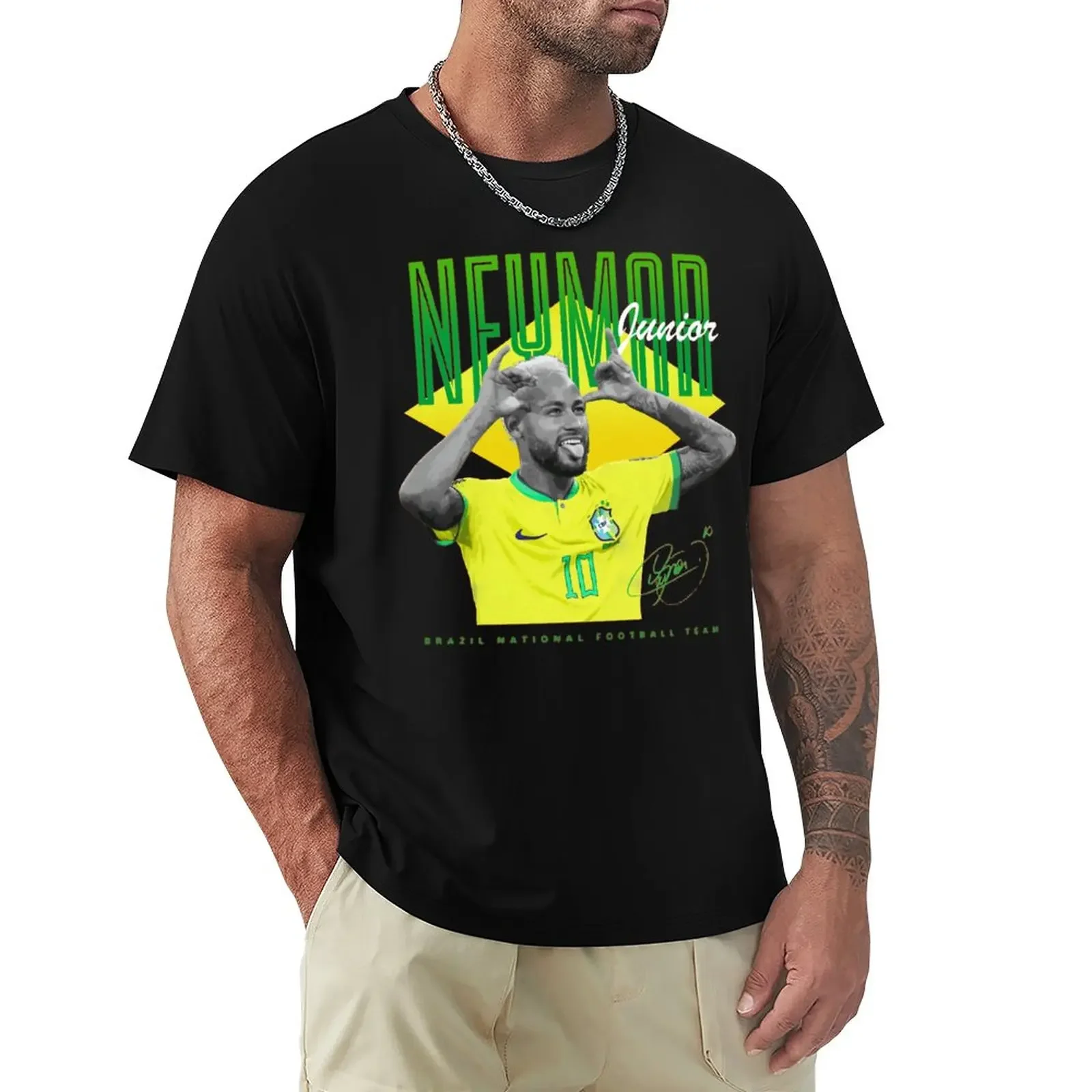 High Grade Activity Competition USA Size  Sports  Neymar And Jr Brazil Celebrate Soccer Striker 75 Graphic Vintage Tees