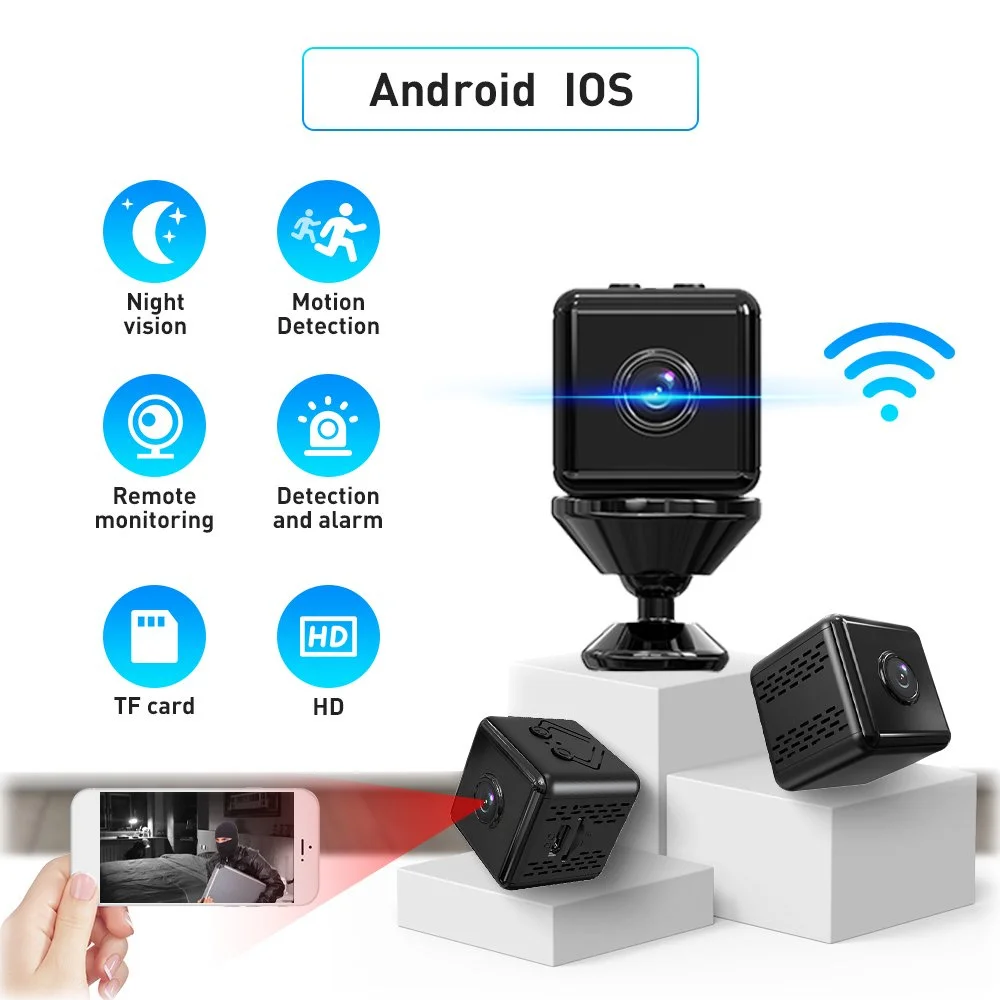 Rechargeable Mini Camera WiFi 1080P HD Infrared Night Vision Alarm Motion Detection Indoor Anti-theft Micro IP Camera Support TF