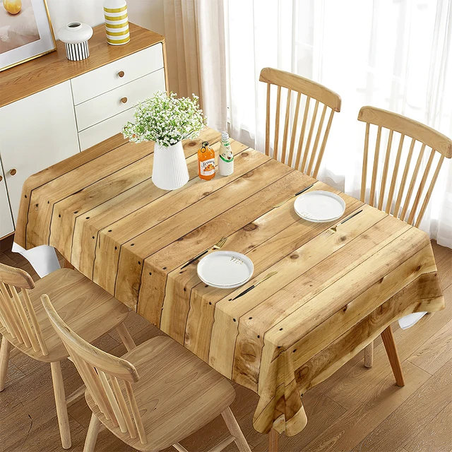 Wood Grain Texture Rectangular Tablecloth Holiday Party Decoration Waterproof Tablecloth  for Dining Table Decor Toalha De Mesa