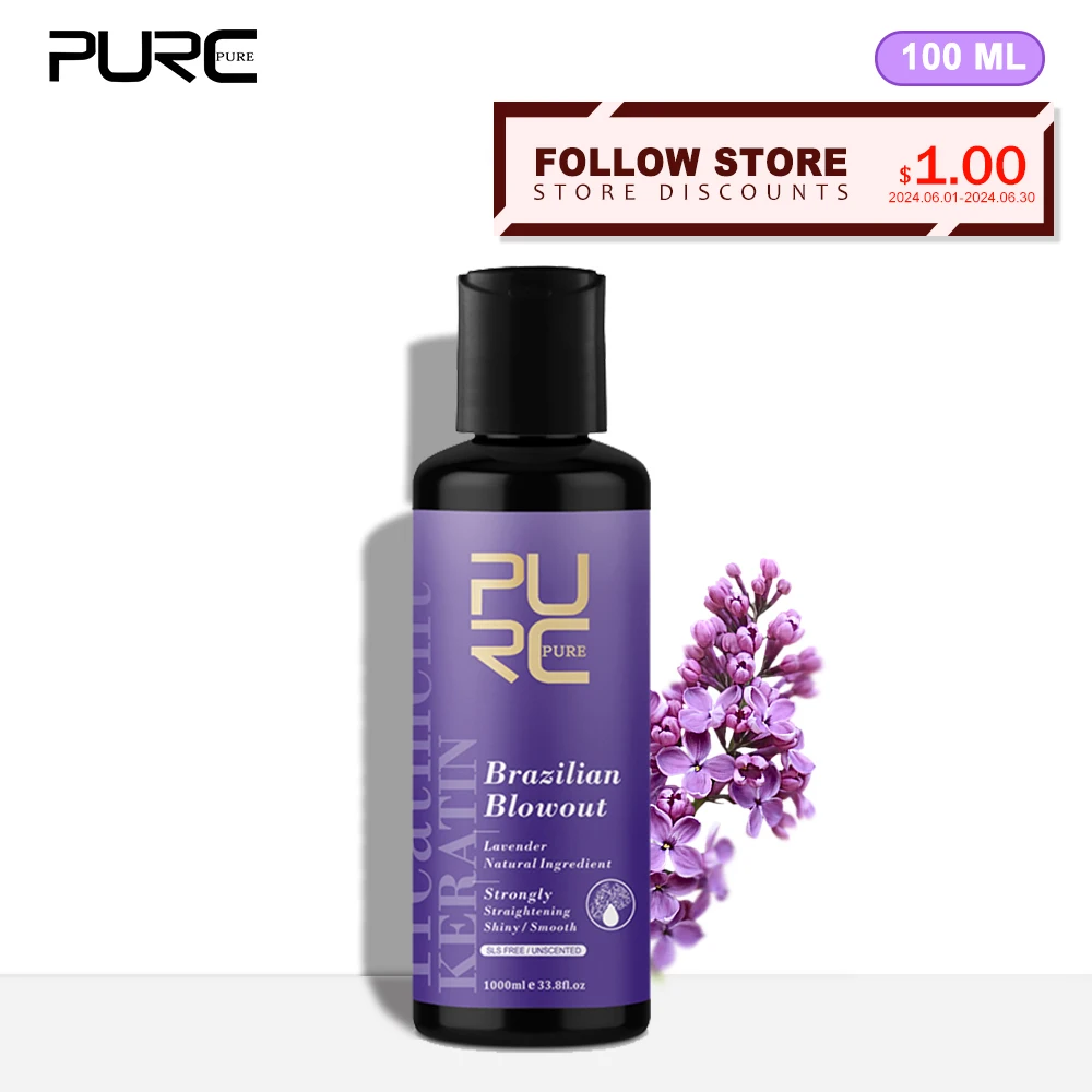 

PURC 8% 12% Lavender Keratin Treatment Curly Hair Straightening Smoothing Cream Professional Salon Products 100 ml