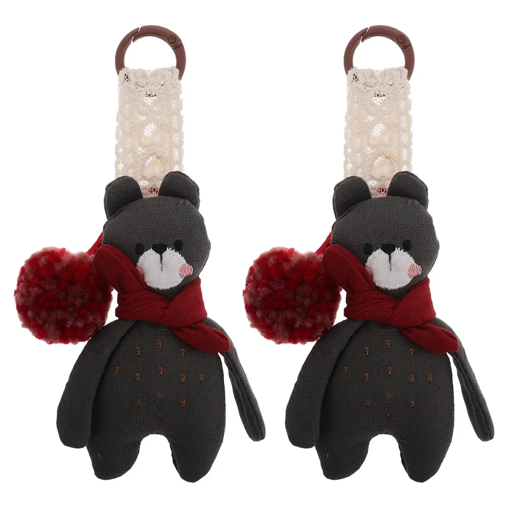 

2Pcs Cute 3D Cartoon Keychain for Car Soft Fabric Keyring Lovely Bag Pendant for Backpack Handbag Purse Women Girls Decoration