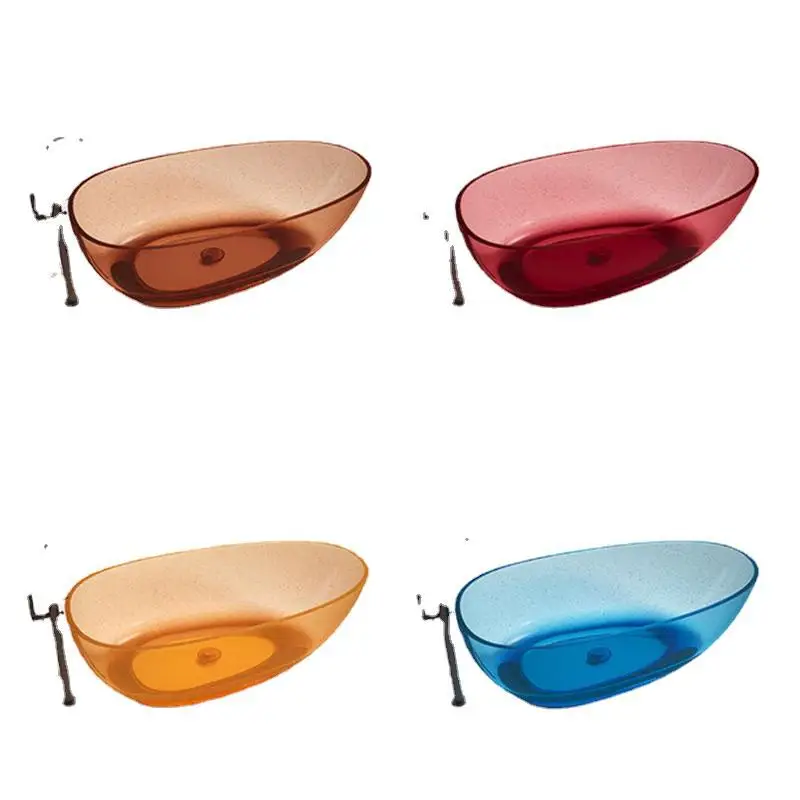 

Sanitary Ware Colorful Crystal Bathtub Color Transparent Resin Tank Independent Couple Bathtub Hotel