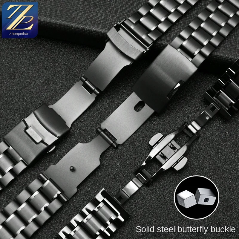 For Seiko Timex Citizen Casio Curved End Stainless Steel Strap Men 20mm 22mm High Quality Metal Watchband Watch Chain Bracelet