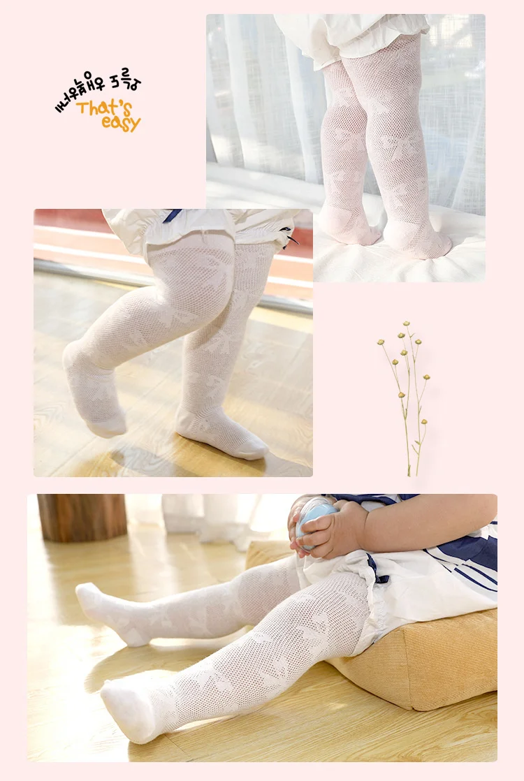 0-24 Monate Neugeborenen-Babystrumpfhosen für Mädchen, Frühling, Sommer, Mesh-Schleife, einfarbige Strumpfhose, dünne, atmungsaktive Baumwollstrümpfe für Kleinkinder, neu – Detail 6