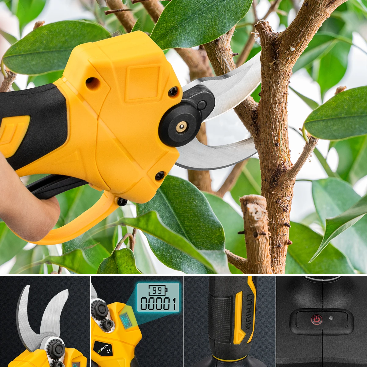 30mm Brushless Electric Pruning Shears 2 Gears Electric Scissors Cordless Fruit Tree Bonsai Pruning Tools For Makita 18V Battery