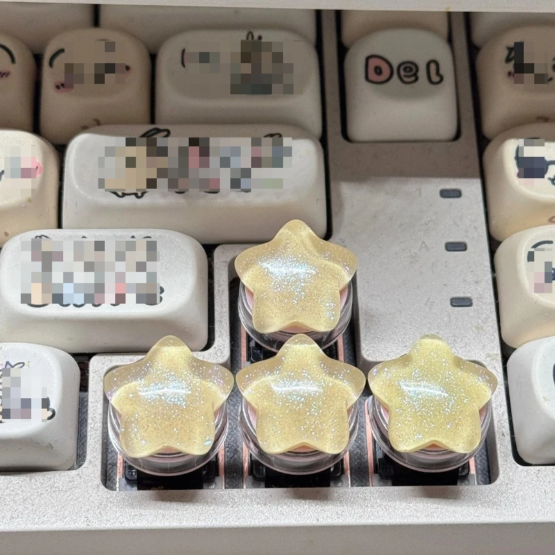 4pcs Star Keycaps Translucent Beautiful Girl Personalized Gift Key Cap for Mechanical Keyboard Game Office Accessories
