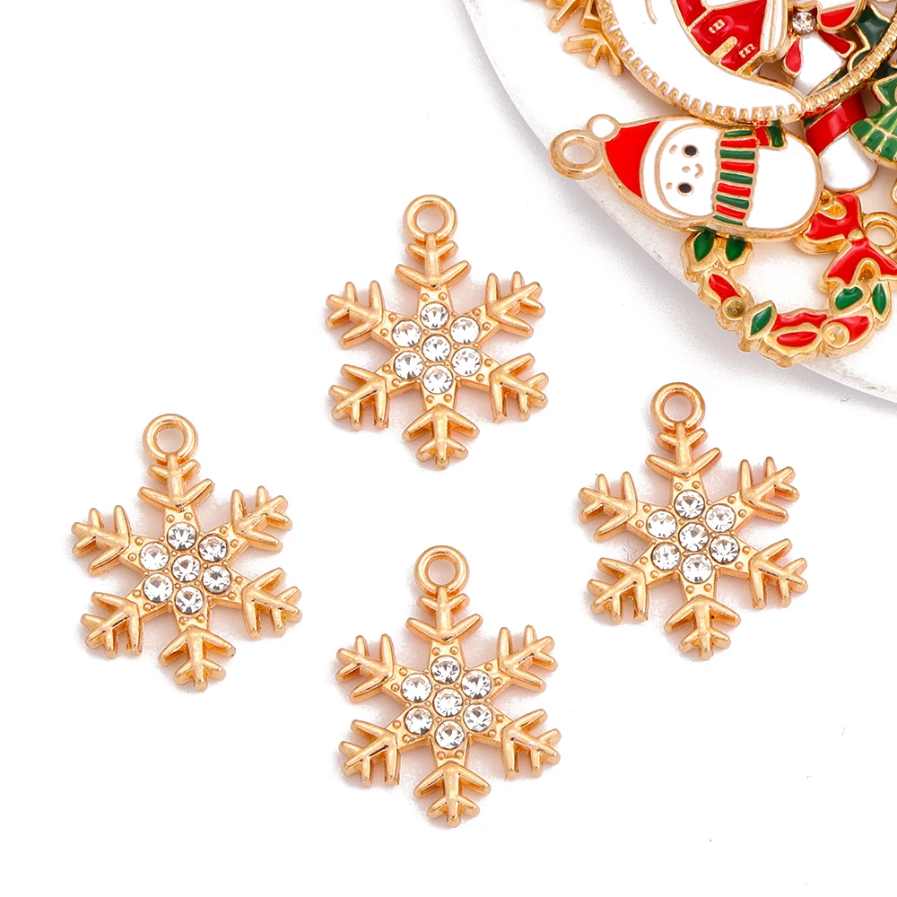 15Pcs Kawaii gingerbread Man Elk Bell Christmas Snowflake enamel Pendant Charm for bracelet earrings DIY handmade accessories